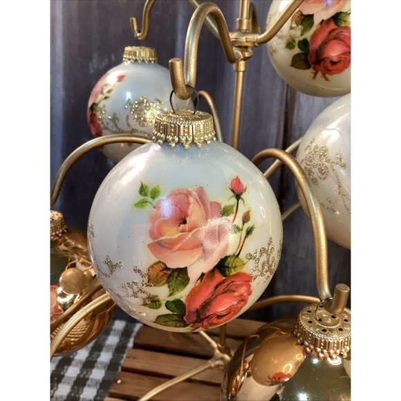 Christmas by Krebs Hand Decorated Glass Ornaments Glitter & Roses Multi Color~4 - Picture 7 of 15